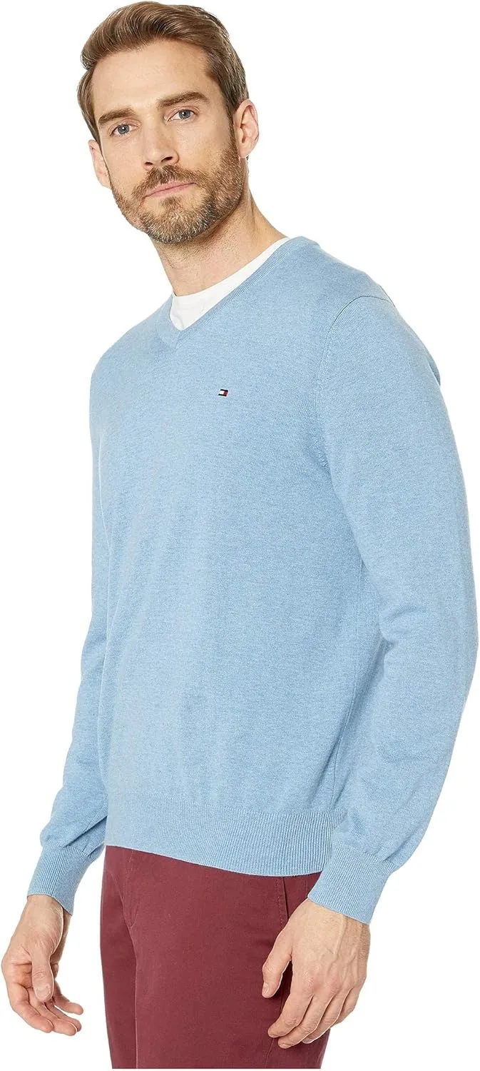 Tommy Hilfiger Men's Essential Long Sleeve Cotton V-Neck Pullover Sweater