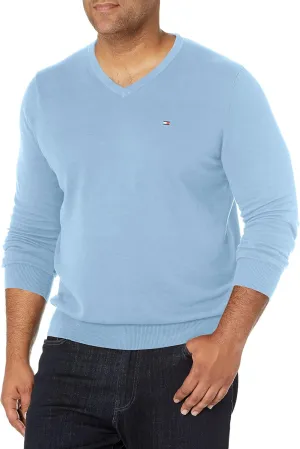 Tommy Hilfiger Men's Essential Long Sleeve Cotton V-Neck Pullover Sweater