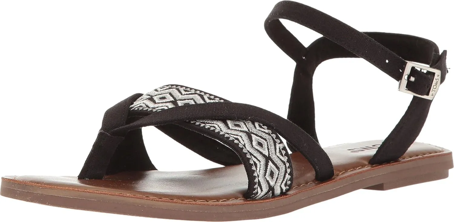 TOMS Womens Lexie Embroidered Gladiator Casual Sandals Casual - Black
