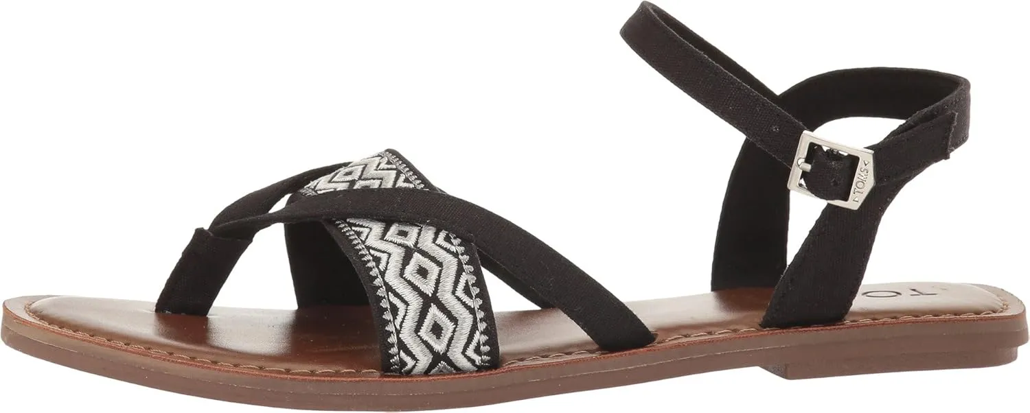 TOMS Womens Lexie Embroidered Gladiator Casual Sandals Casual - Black