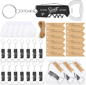 Tondiamo 20 Set Housewarming Party Favors 3 in 1 Multifunctional Bottle Opener Keychains Sweet Home Bottle Opener Thank You Tags with Bags Twine for Real Estate Agent New Home Souvenirs Gifts