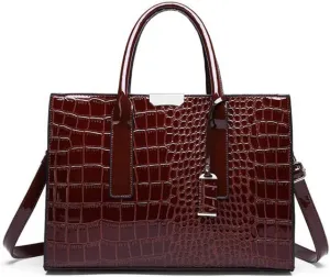 Top-handle Handbags Purse Women Crocodile Pattern Satchel Pu Leather Shoulder Bag Tote