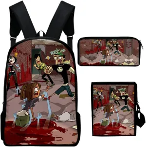 Total Drama Backpack Three-piece Sets Casual Oxford Cloth Travel Bag Unisex TV Series Shoulder Bags (KA08006,One size)