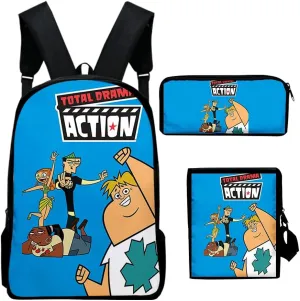 Total Drama Backpack Three-piece Sets Casual Oxford Cloth Travel Bag Unisex TV Series Shoulder Bags (KA08008,One size)