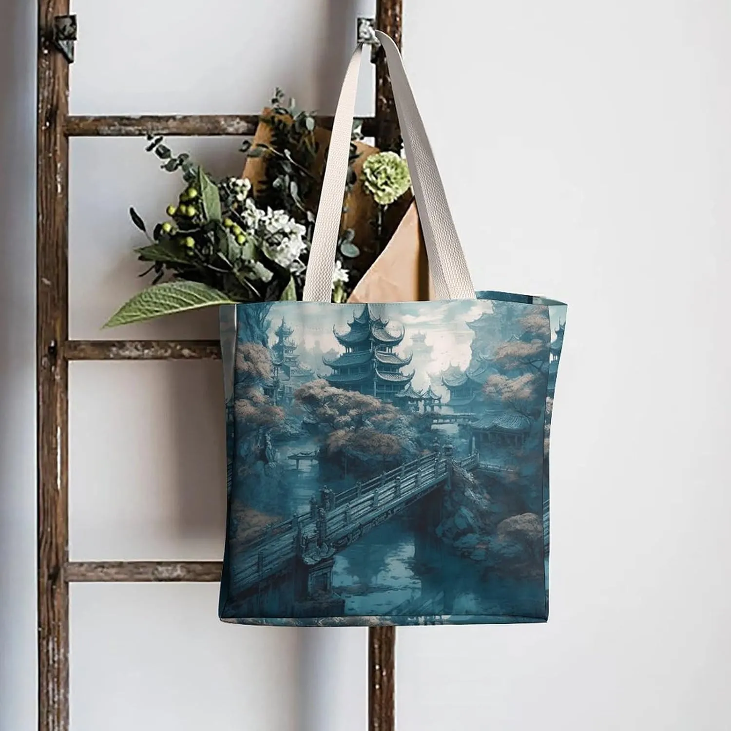 Tote Bag Laptop Handbag Small Hound Pattern Grocery Bag Canvas Shoulder Bag Crossbody Bag for Travel