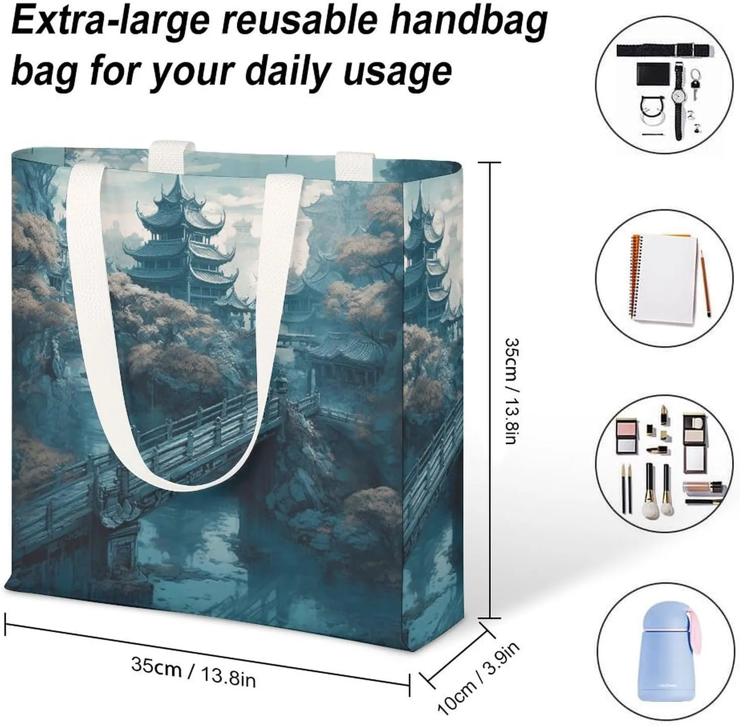 Tote Bag Laptop Handbag Small Hound Pattern Grocery Bag Canvas Shoulder Bag Crossbody Bag for Travel