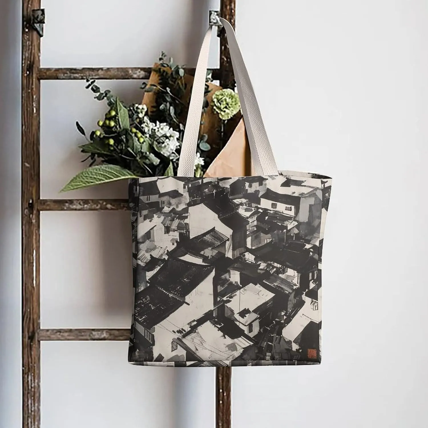 Tote Bag Laptop Handbag Small Hound Pattern Grocery Bag Canvas Shoulder Bag Crossbody Bag for Travel