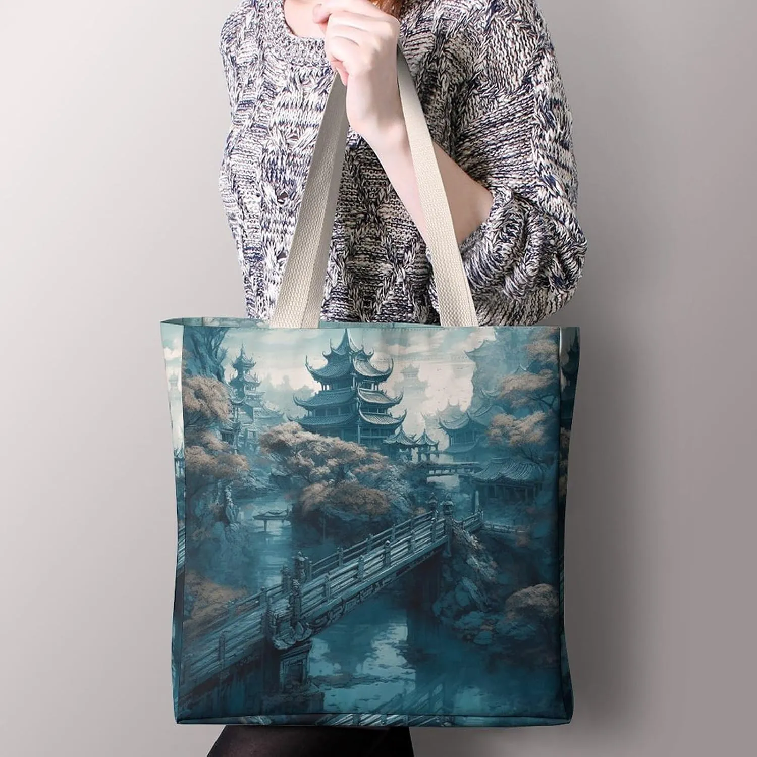 Tote Bag Laptop Handbag Small Hound Pattern Grocery Bag Canvas Shoulder Bag Crossbody Bag for Travel