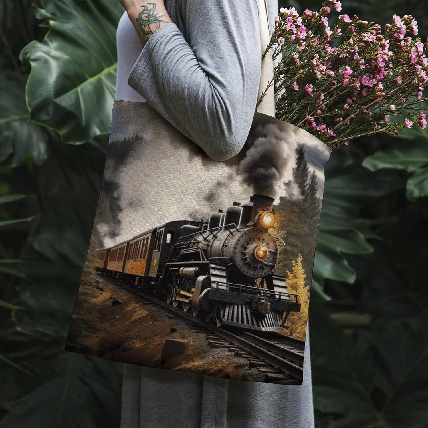 Tote Bags for Women Canvas Handbag Leopard Texture Grocery Bags Shoulder Bag Casual Bag