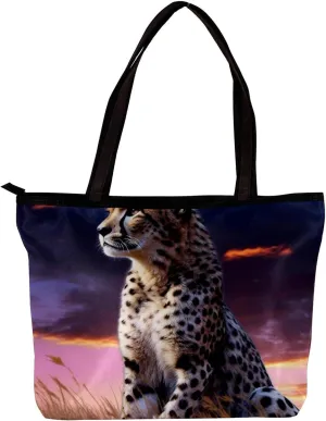 Tote Bags for Women,Womens Handbags,Small Tote Bag,African Savannah Animal Leopard