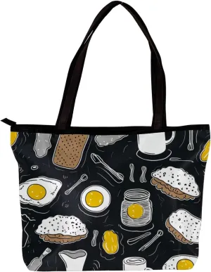 Tote Bags for Women,Womens Handbags,Small Tote Bag,Breakfast Coffee Fried Egg