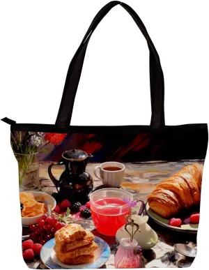 Tote Bags for Women,Womens Handbags,Small Tote Bag,Breakfast Food