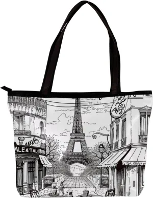 Tote Bags for Women,Womens Handbags,Small Tote Bag,Eiffel Tower Vintage Newspaper