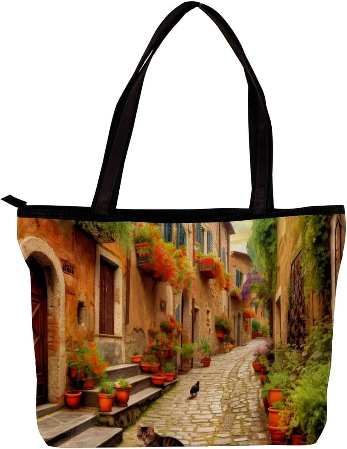 Tote Bags for Women,Womens Handbags,Small Tote Bag,Vintage Yard Home Plants