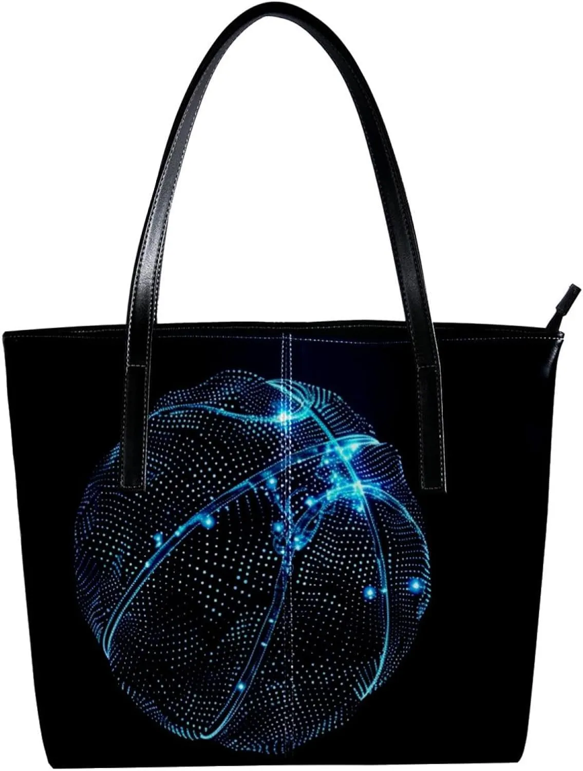 Tote Bags, Large Tote Bag, Women's Tote Handbags, Modern Blue Art Basketball Pattern, Tote Bag for Work