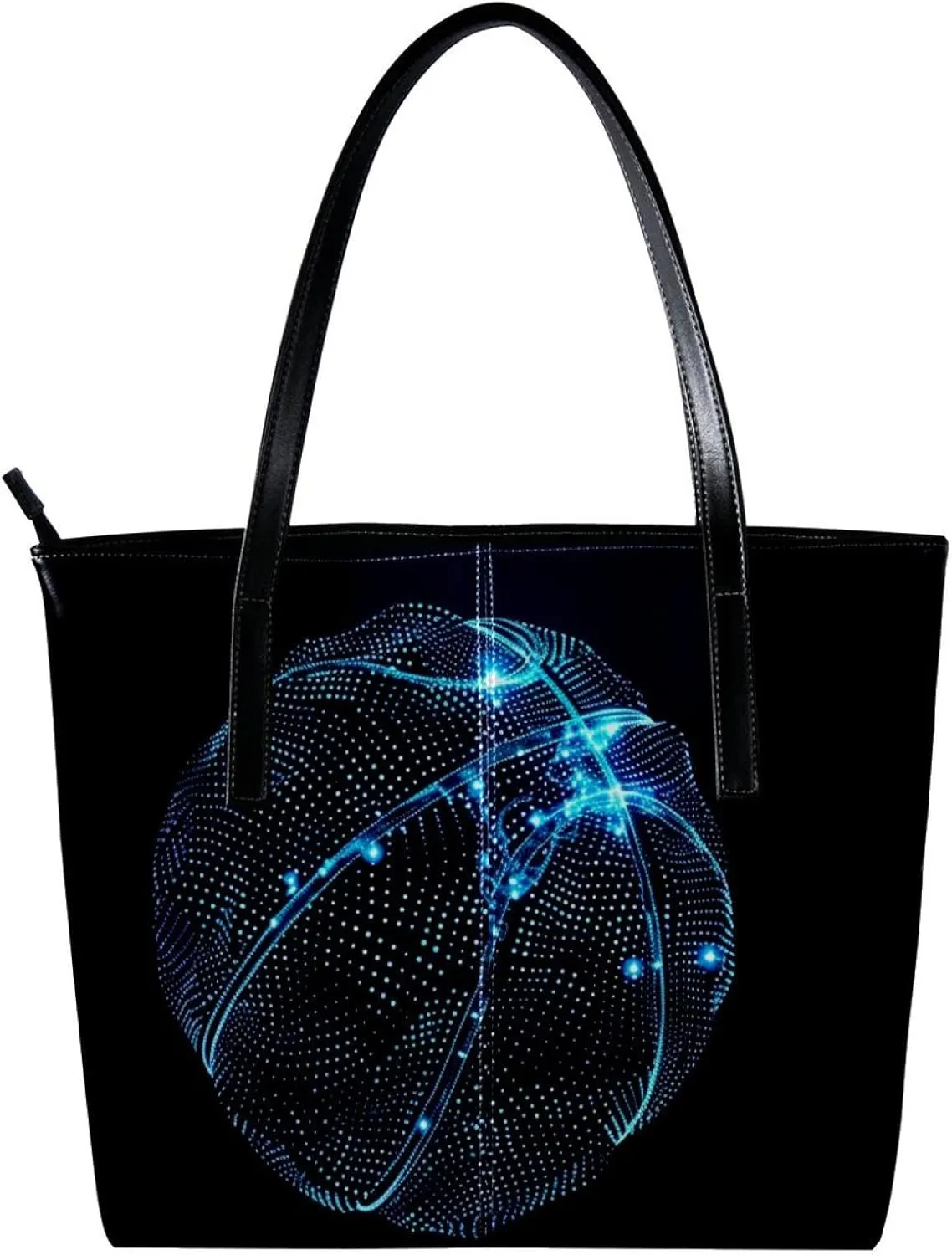 Tote Bags, Large Tote Bag, Women's Tote Handbags, Modern Blue Art Basketball Pattern, Tote Bag for Work