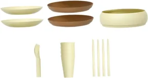 Totority Camping Dinnerware Set for 2 Portable Picnic Bowl Plate Cup Spoon Fork Set Outdoor Cutlery Kit