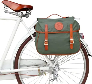 TOURBON Bike Pannier Bags Waterproof Bicycle Rear Rack Tail Bag - Canvas and Leather