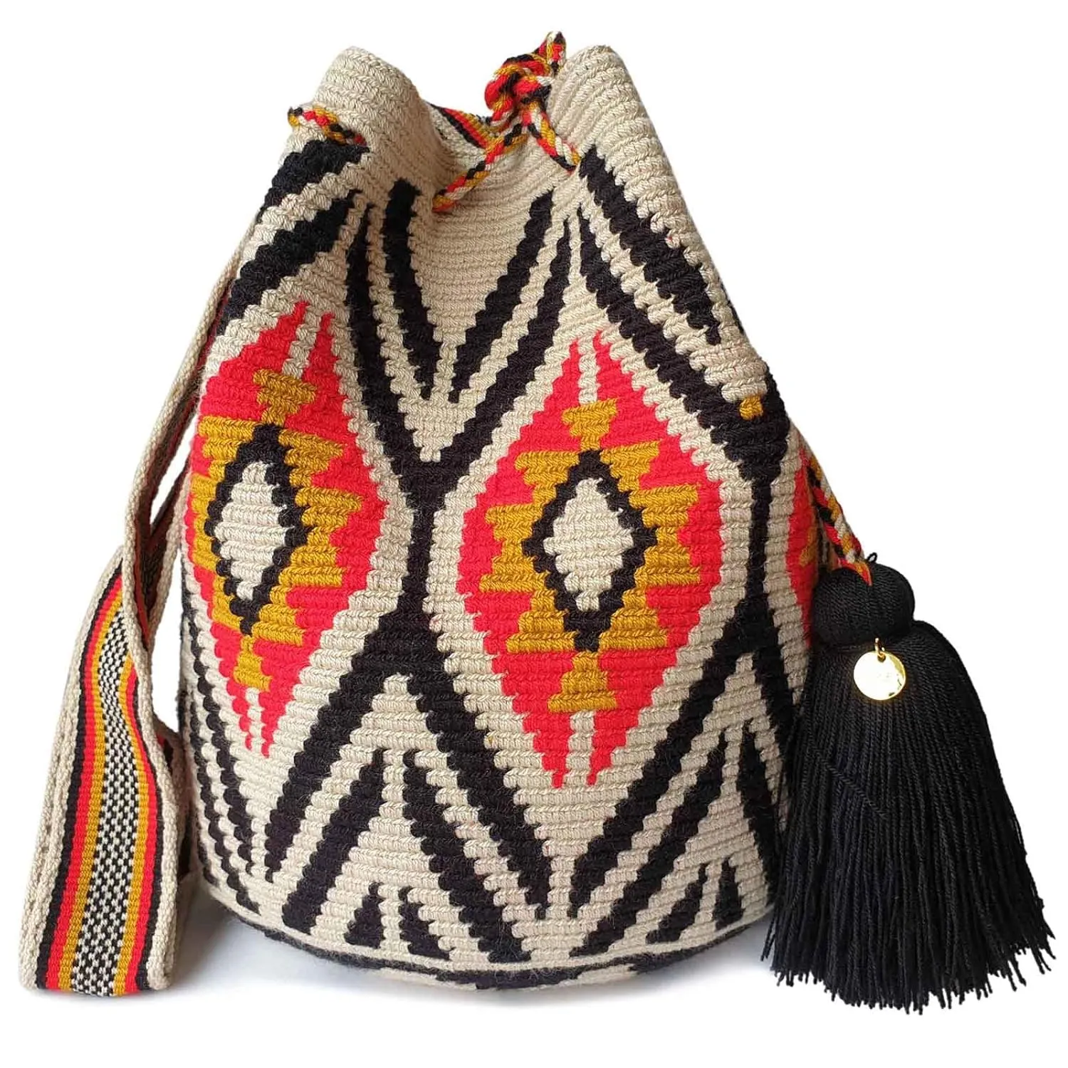 Traditional Best-Selling WAYUU Bag, Original Crochet Crossbody, Handmade Colombian Bucket Bag, Ethical Purse, Artisanmade Mochila. (Dama)