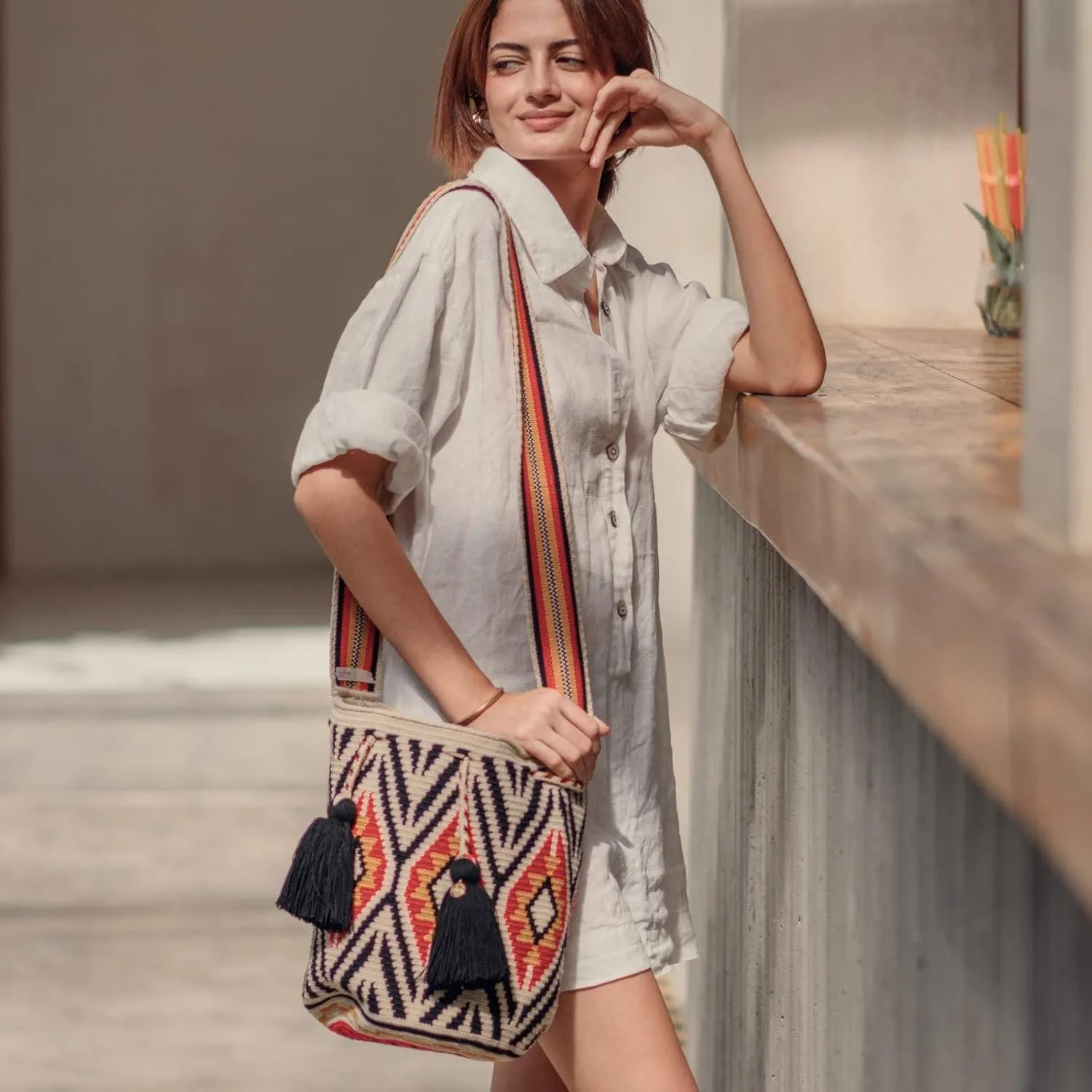 Traditional Best-Selling WAYUU Bag, Original Crochet Crossbody, Handmade Colombian Bucket Bag, Ethical Purse, Artisanmade Mochila. (Dama)