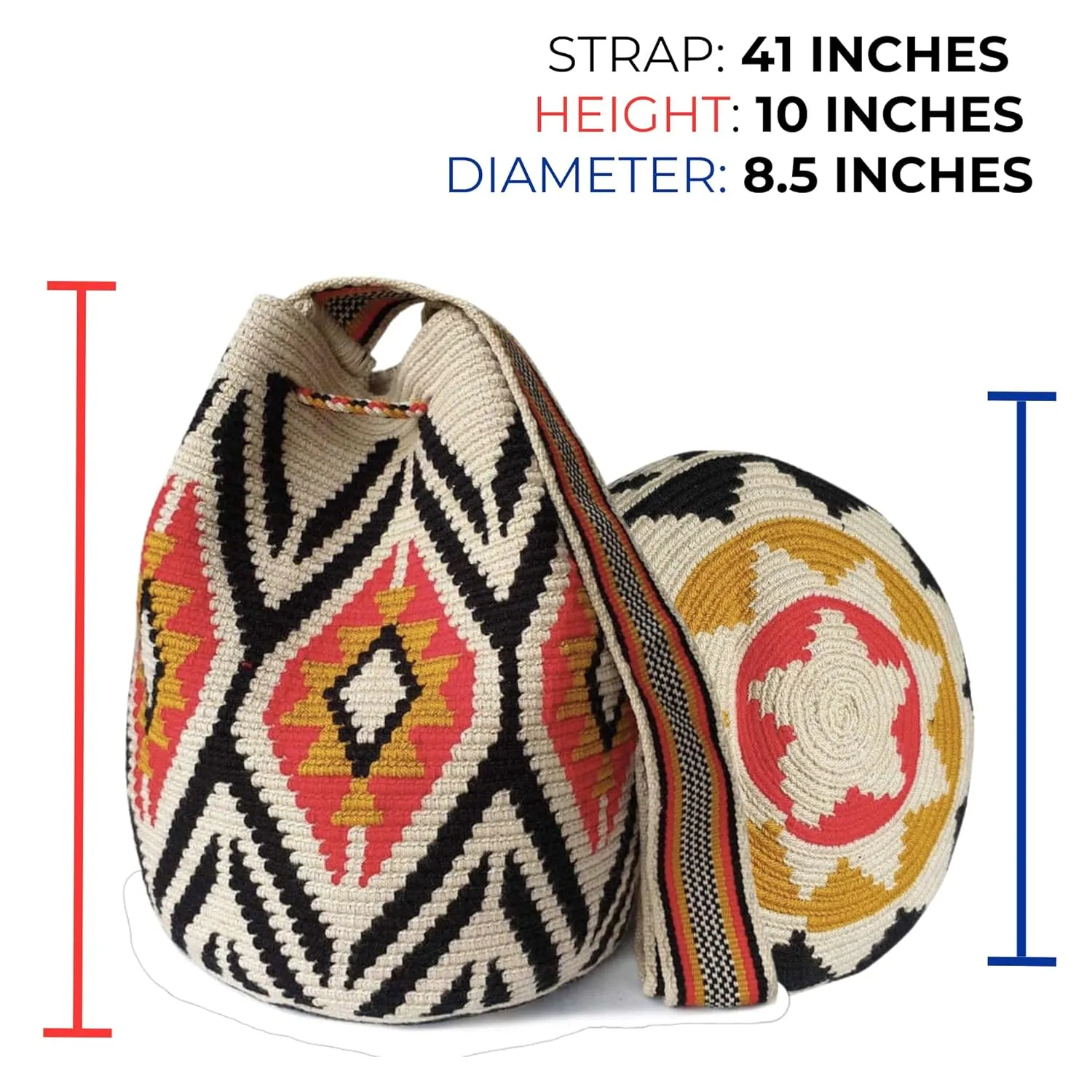 Traditional Best-Selling WAYUU Bag, Original Crochet Crossbody, Handmade Colombian Bucket Bag, Ethical Purse, Artisanmade Mochila. (Dama)