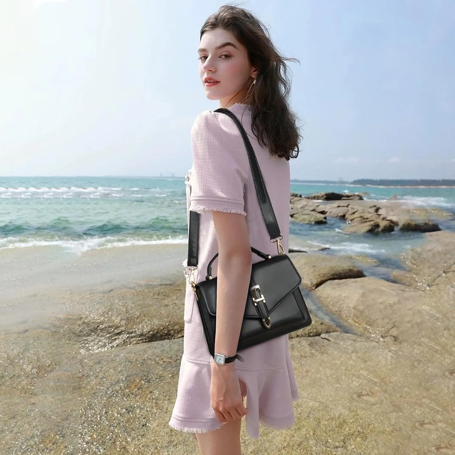 Travistar Crossbody Bags for Women - Small Cross Body Purse Leather Top-handle Handbags Trendy Shoulder Bag Satchel Purses