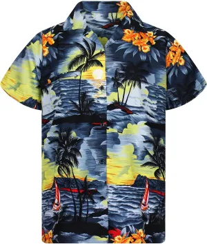 Trend-Hawaiian-Shirt Men Short-Sleeve Front-Pocket Stylish Funky Sun Surf-Boards Palms Unisex