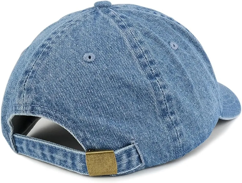 Trendy Apparel Shop US American Flag Small Embroidered 100% Cotton Denim Cap Dad Hat
