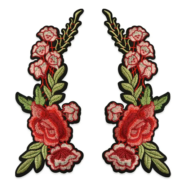 Trina Iron On Embroidered Roses Applique/Patch 11 1/4" x 5" 
 Pair
