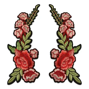 Trina Iron On Embroidered Roses Applique/Patch 11 1/4" x 5" 
 Pair