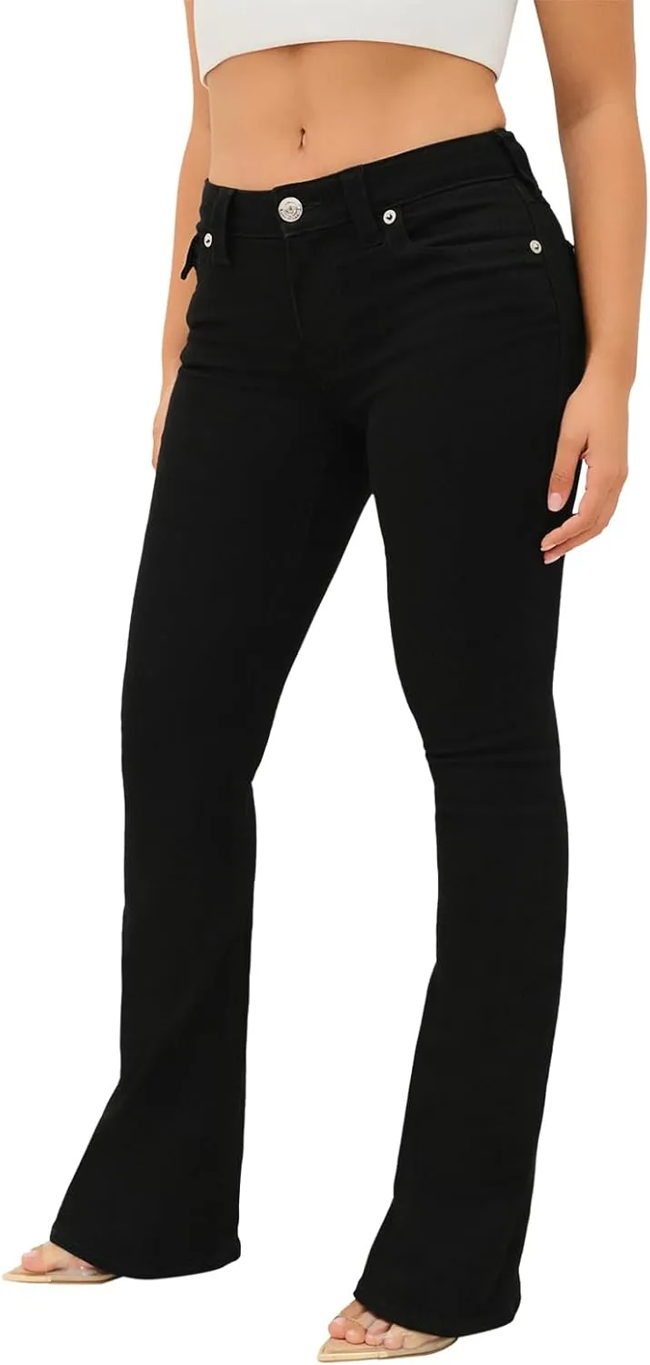 True Religion Jeans Women's Denim Joey Mid Rise Flare Flap Single Needle Stitching Pant