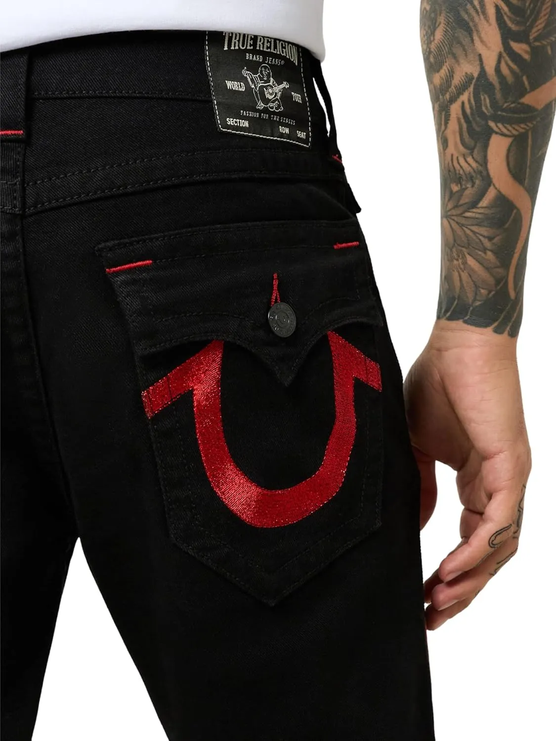 True Religion Men's Ricky Sn Flap 1/2" Solid Lurex Logo