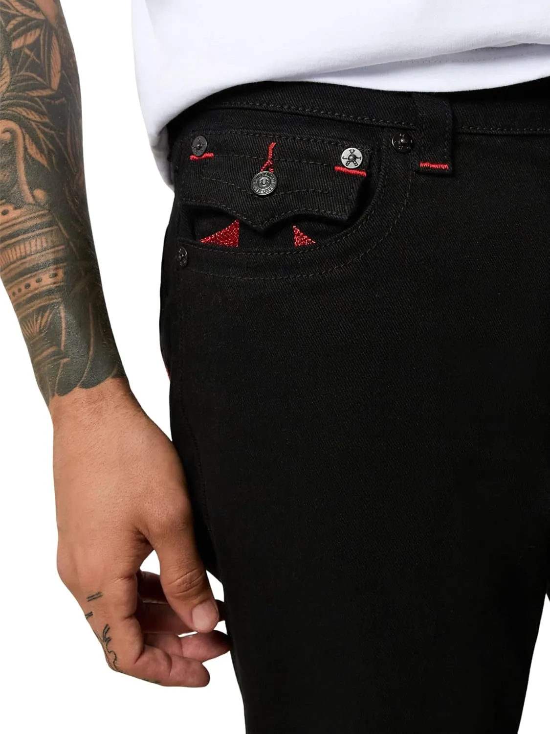 True Religion Men's Ricky Sn Flap 1/2" Solid Lurex Logo