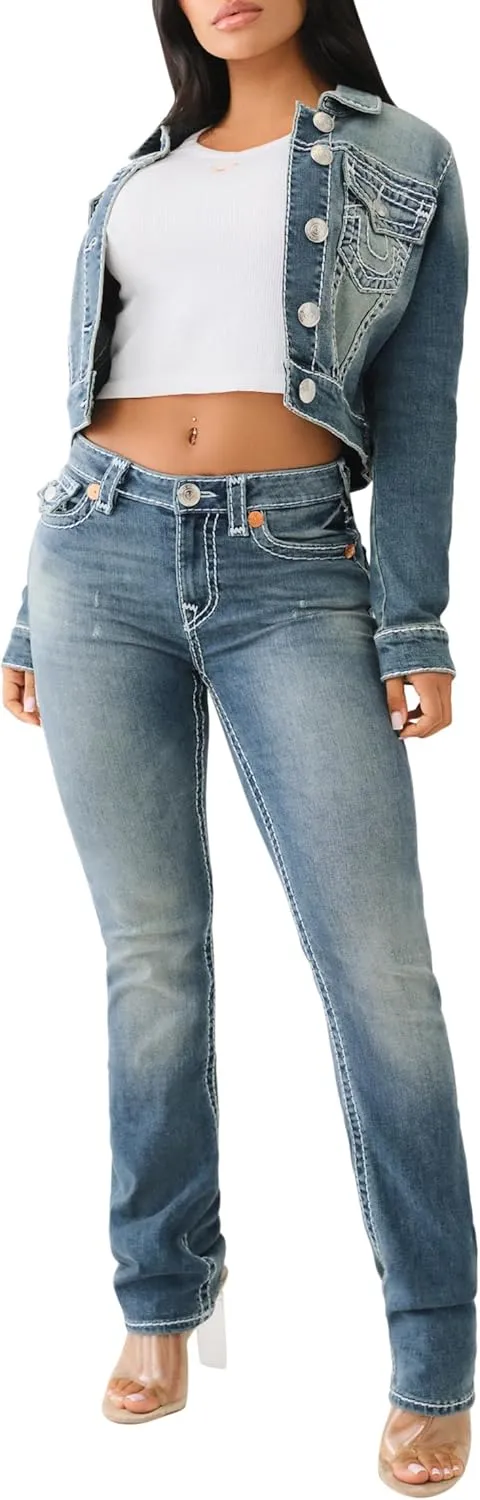 True Religion Women's Billie MID Rise Straight Flap Super T​