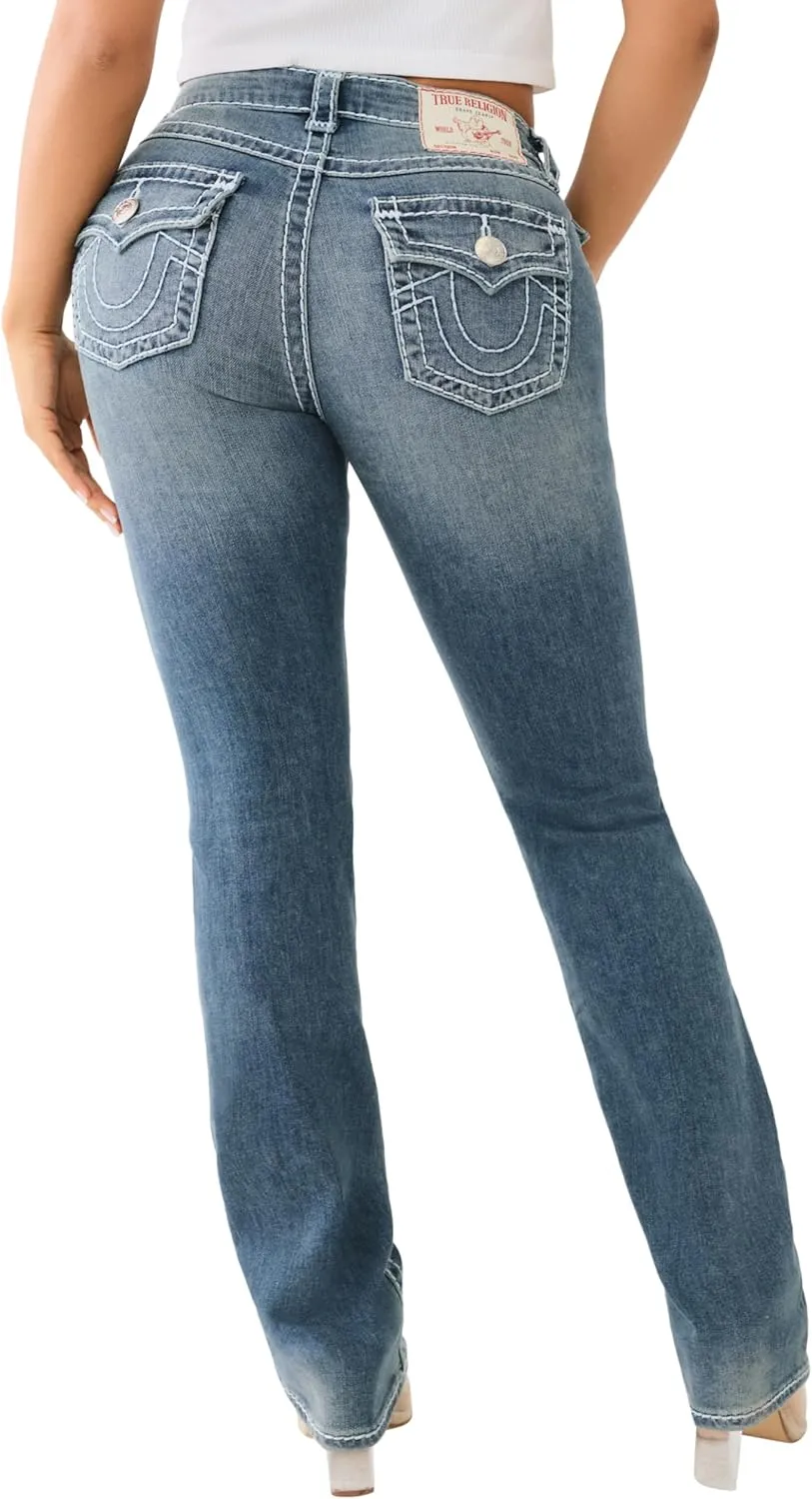 True Religion Women's Billie MID Rise Straight Flap Super T​