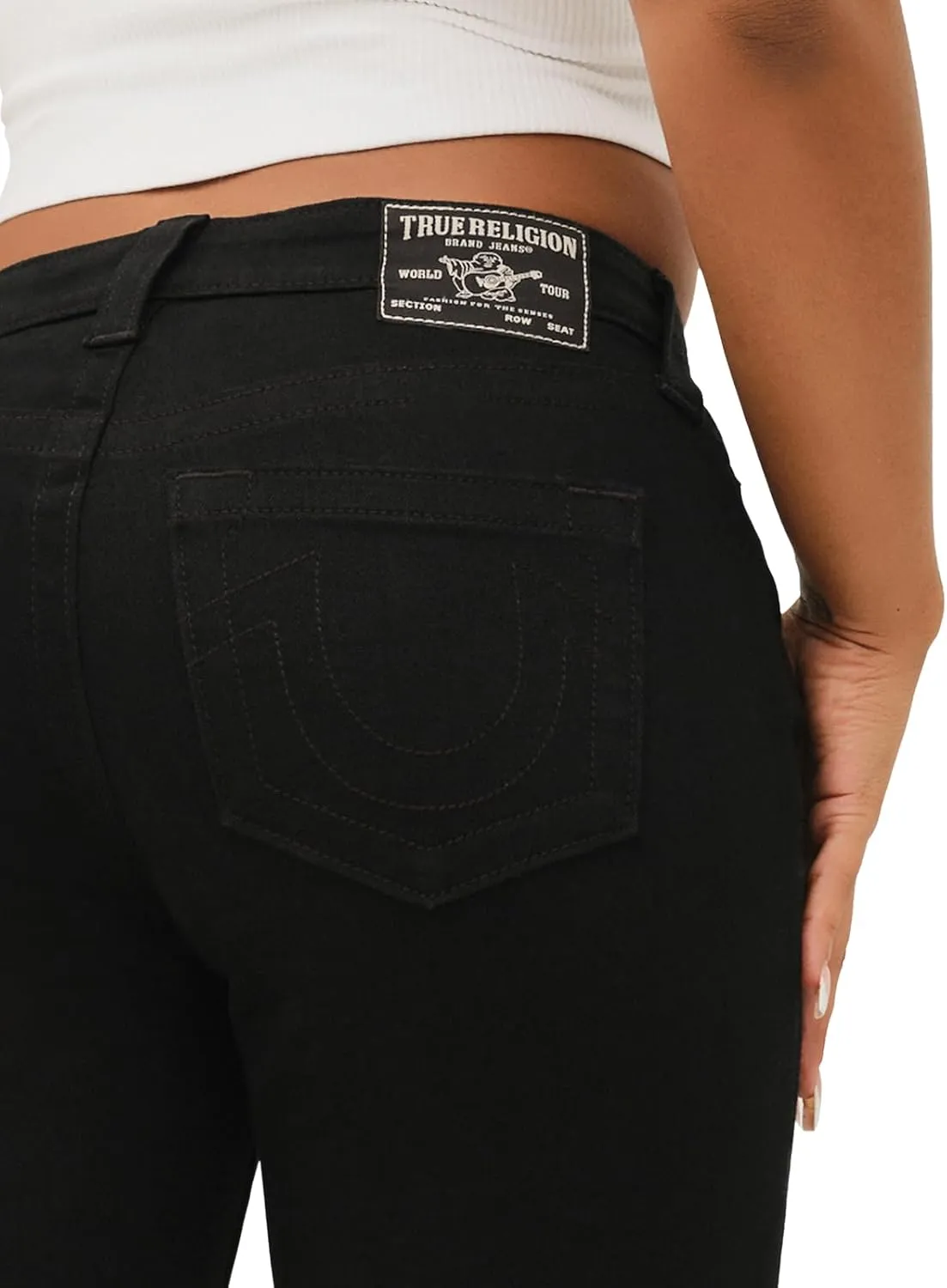 True Religion Women's Billie Mid Rise Straight Stretch Single Needle Stitching Jeans Pant