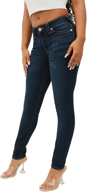 True Religion Women's Halle Mid Rise Super Skinny Fit Jeans Denim Single Needle Stitching