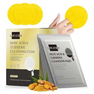Turmeric Kojic Acid Facial Cleansing Pads for Gentle Exfoliation and Brightening, 20 Count (Pack of 1), For All Skin Types