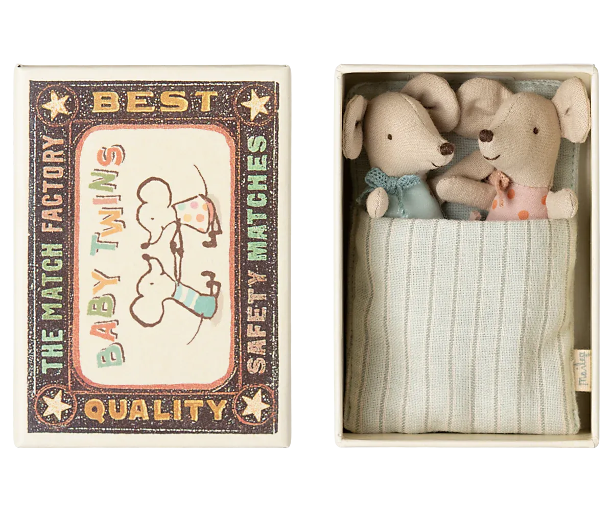Twin baby mice in matchbox