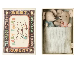 Twin baby mice in matchbox