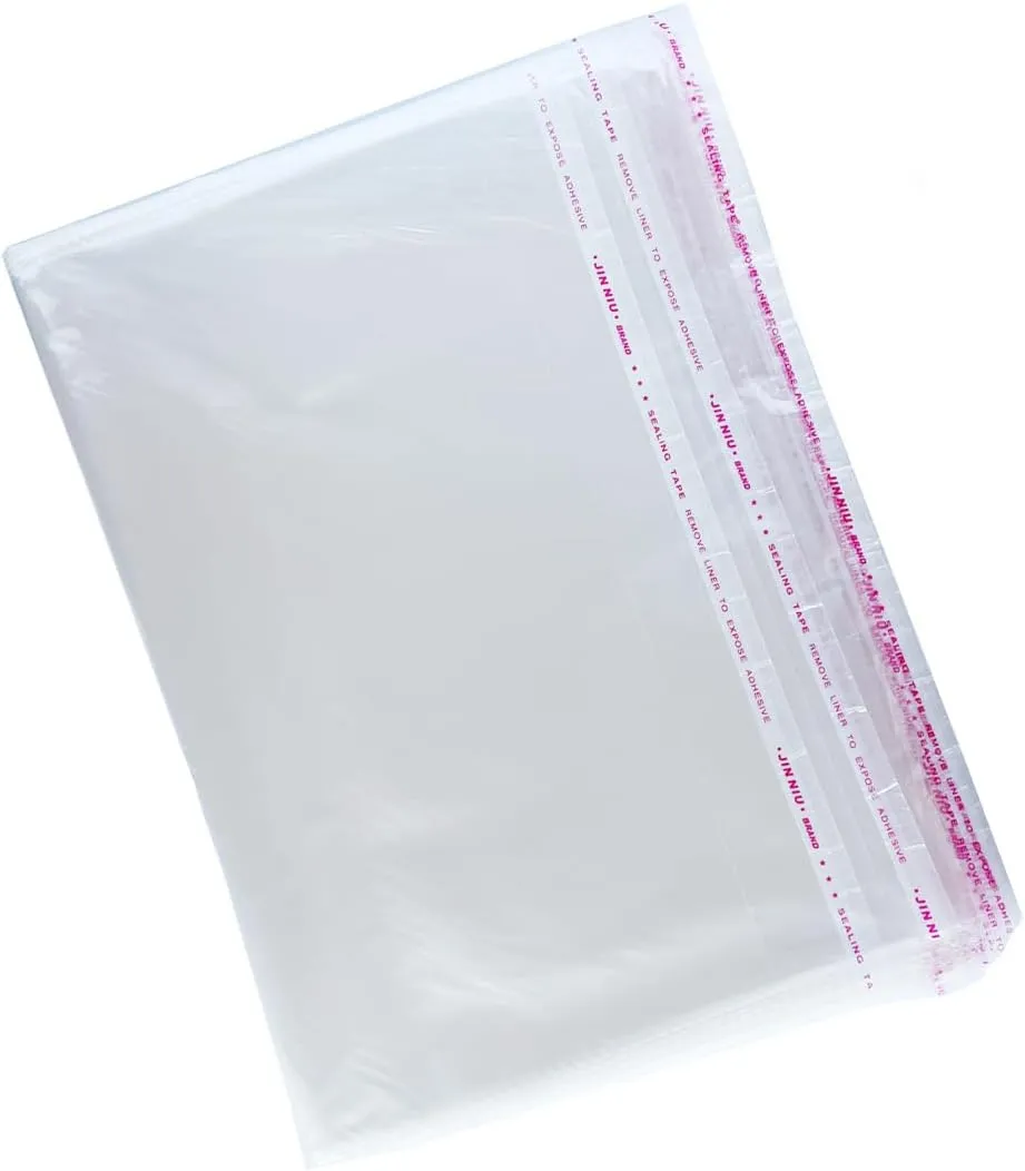 U-House 13" x 18" Clear Cellophane Bags Resealable Plastic OPP Bags Self Seal Poly Bags for Apparel,Party Wedding Gift Bags