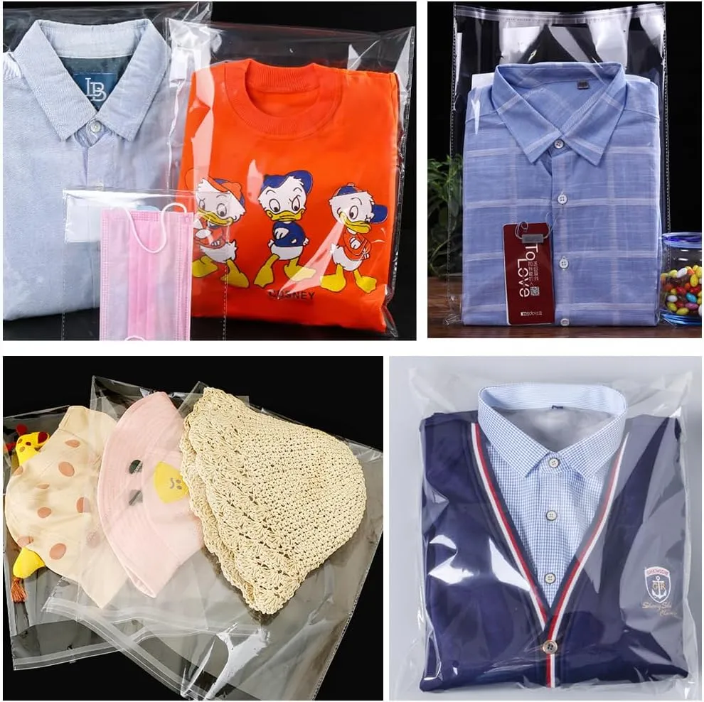 U-House 13" x 18" Clear Cellophane Bags Resealable Plastic OPP Bags Self Seal Poly Bags for Apparel,Party Wedding Gift Bags