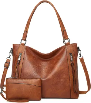 UBORSE Tote Bags Women Purses and Handbags Top Handle Soft Shoulder Bag Ladies Designer Vegan Leather Satchel 2pcs Purse Set