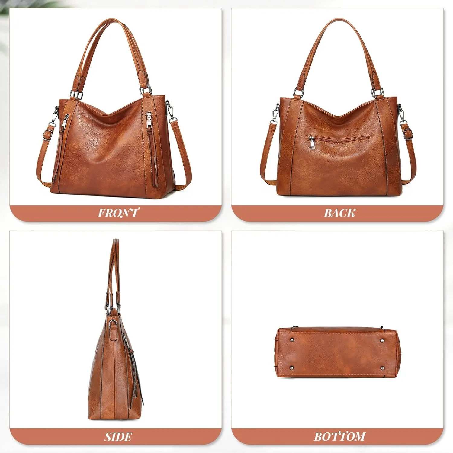 UBORSE Tote Bags Women Purses and Handbags Top Handle Soft Shoulder Bag Ladies Designer Vegan Leather Satchel 2pcs Purse Set