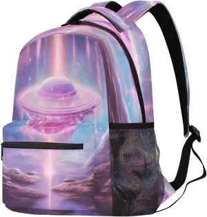 Ufo Spacecraft Laptop Backpack for Adult Women Men Casual Daypack with Compartment & Multiple Pockets Book Bags Travel Bag