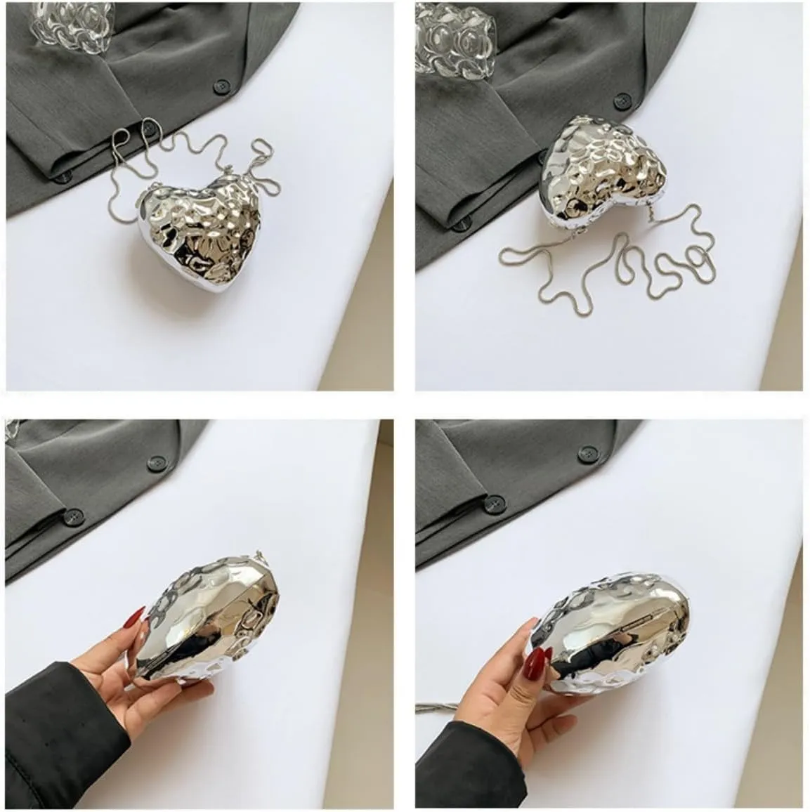 UMREN Acrylic Clutch Purse for Women Flower Shaped Evening Crossbody Bag Sparkly Metallic Acrylic Handbag for Wedding Party
