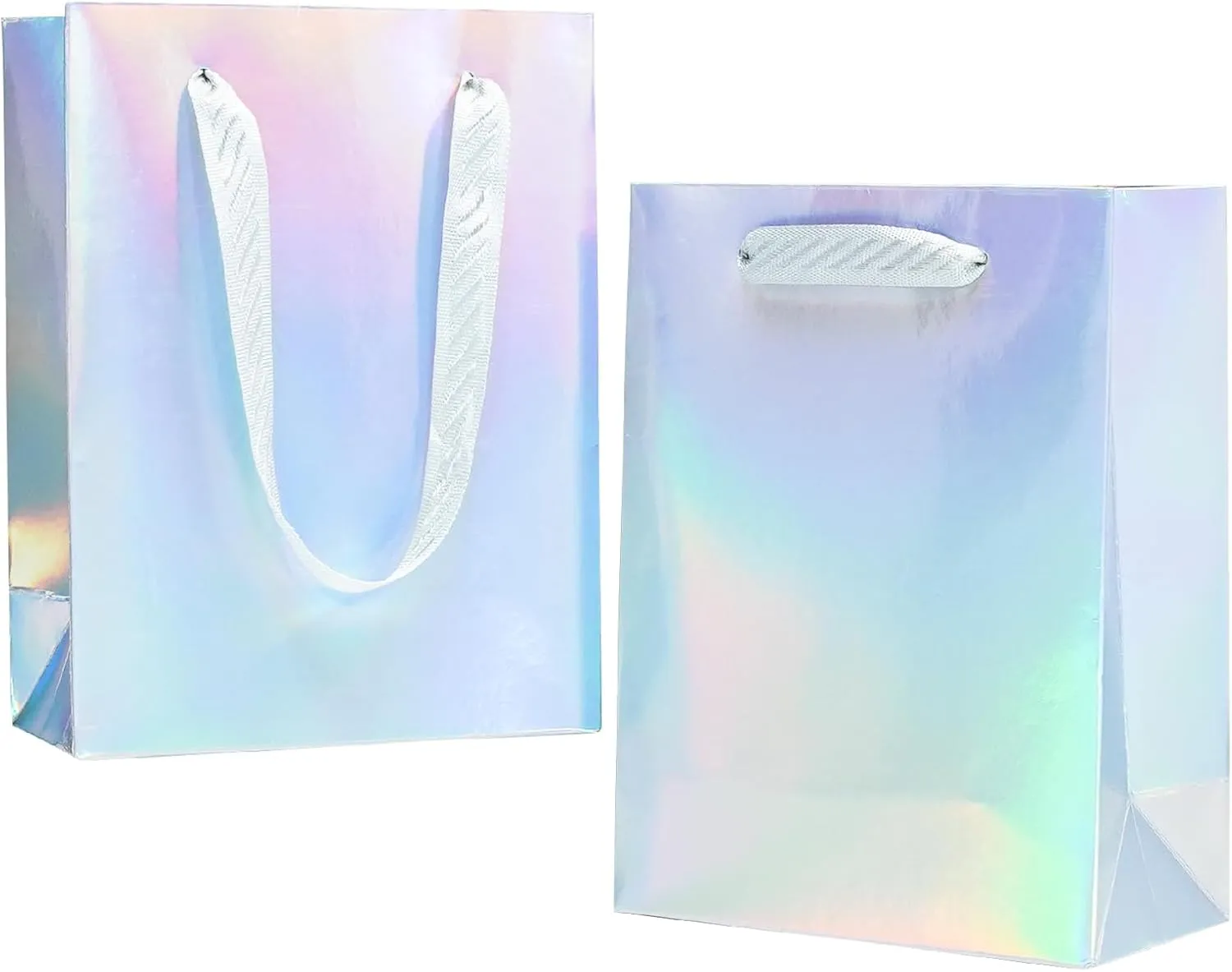 UnicoPak Iridescent Gift Bags, 30 Pcs Small Size 6x3.2x8 Inch Cardboard Paper with Waterproof Glossy Finish, Party Favor Bags for Birthday, Wedding, Bridal Shower