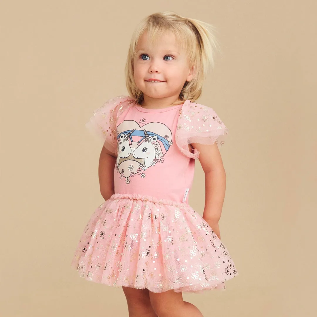 Unicorn Heart Ballet Onesie - Dusty Rose