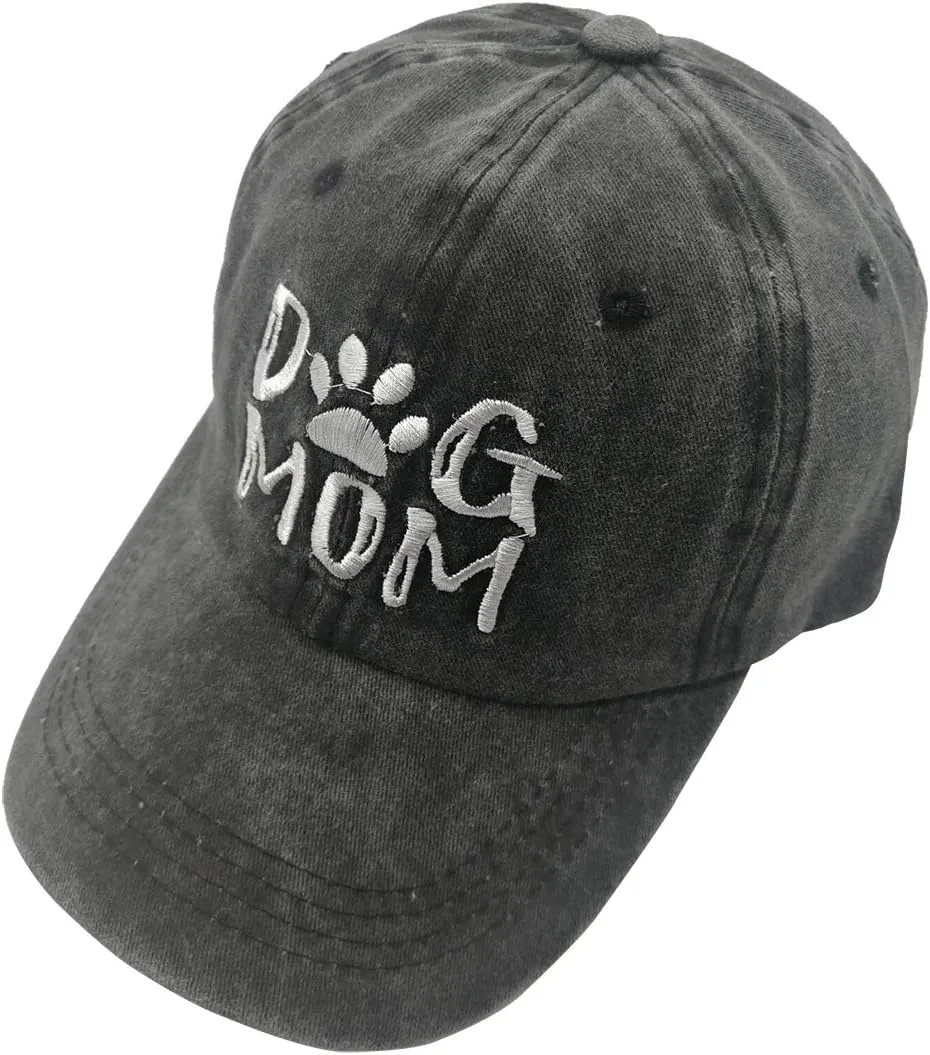 Unisex Dog Mom Vintage Jeans Adjustable Baseball Cap Cotton Denim Dad Hat