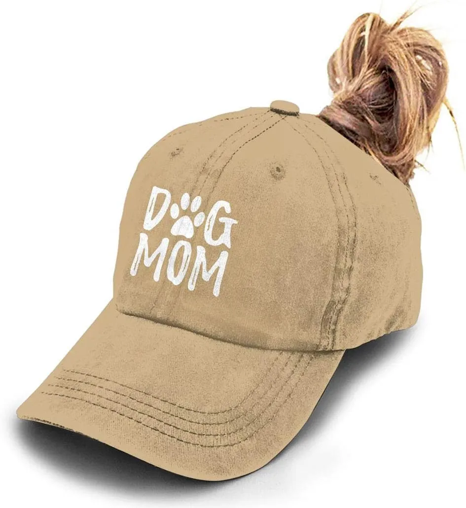 Unisex Dog Mom Vintage Jeans Adjustable Baseball Cap Cotton Denim Dad Hat